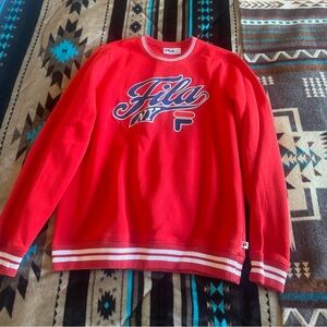 Fila Red Sweatshirt with White and Blue Logo